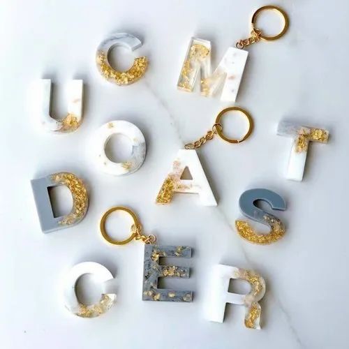Resin Initial Letter Keychains